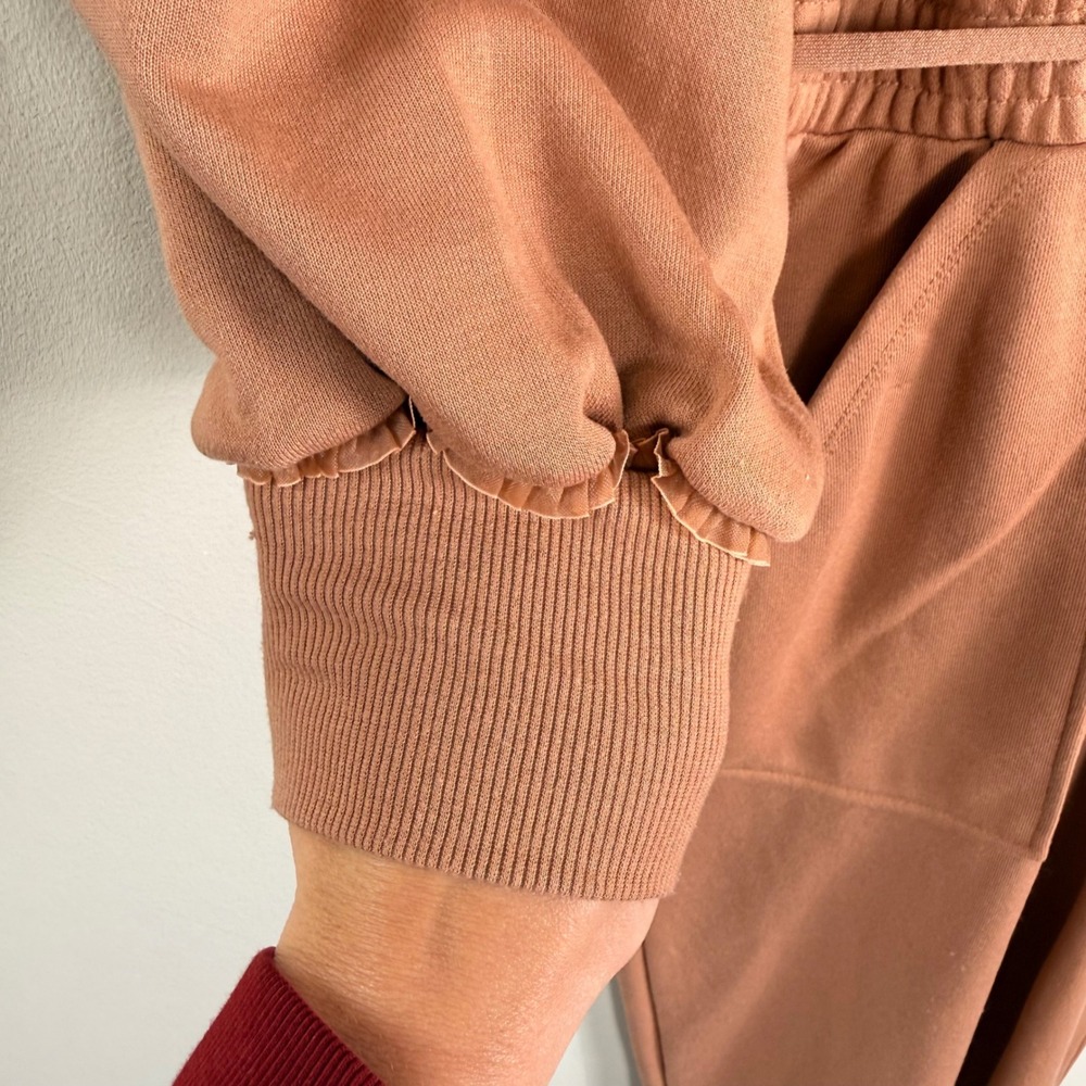 For Love & Lemons Yuna Ruffle Rosebud Zip Front Jumpsuit in Clay Size XS - Picture 10 of 13